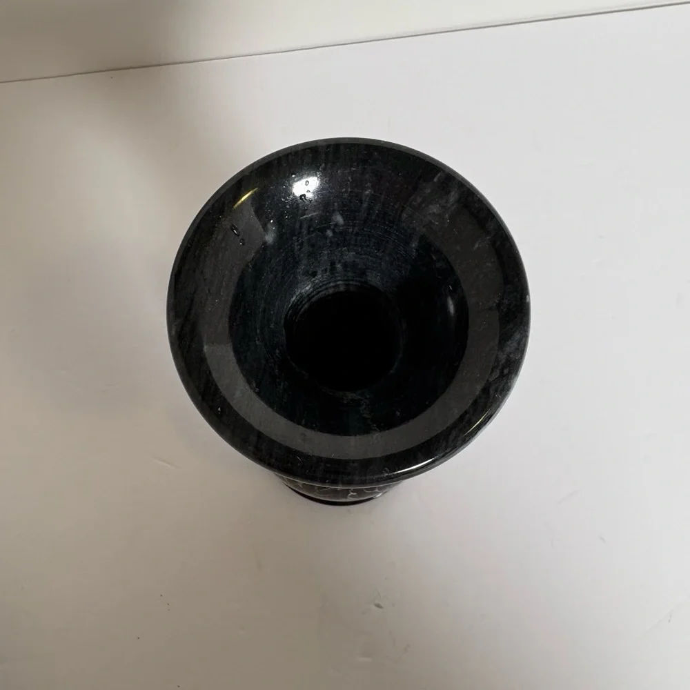 Vintage Marble Dark Gray Floral Etched Vase